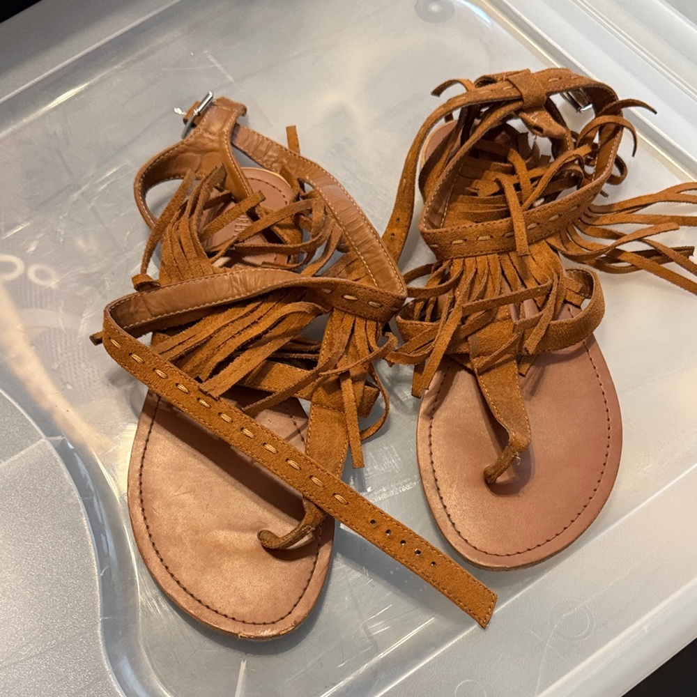 Forever 21 Tan Fringe Sandals